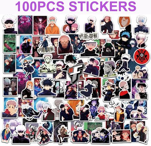 100 Pcs JJK Stickers Pack Waterproof Vinyl Decals Stickers for Laptop Skateboard Phone Guitar Travel Case Water Bottle Laptop in Kuwait