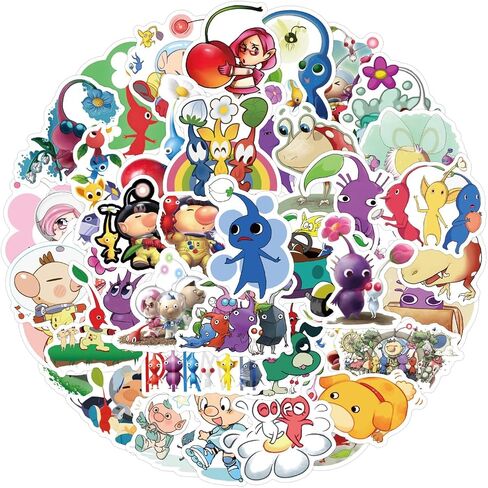 Pikmin Stickers 100pcs Cute Cartoon Aesthetic Stickers for Teens Laptops,Waterproof Vinyl Decals for Adult Water Bottle Computer Skateboard Phone Luggage in Kuwait