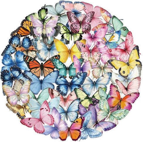 50PCS Butterfly Stickers PET Transparent Stickers Nature Decals Waterproof Decorative Decals for Scrapbook DIY Crafts Album Bullet Journal Planner Water Bottles Phone Cases Laptops (Butterfly) in Kuwait