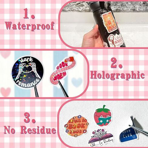 BAMAYSELF 175 Pcs Dark Romance Book Stickers for Adult- Holographic Booktok Spicy Reading Sticker Pack for Laptop Water Bottle, Glitter Vinyl Decal Gifts for Book Lovers in Kuwait