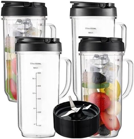 Magic Bullet Blender Cups, Tall 22oz Cup with Flip-Top To-Go Lid, Cross Blade, Blender Replacement Parts, Mug with Handle Compatible with Magic Bullet 250w MB1001 MBR-0701AK in Kuwait