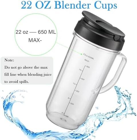 Magic Bullet Blender Cups, Tall 22oz Cup with Flip-Top To-Go Lid, Cross Blade, Blender Replacement Parts, Mug with Handle Compatible with Magic Bullet 250w MB1001 MBR-0701AK in Kuwait