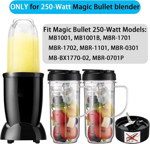 Magic Bullet Blender Cups, Tall 22oz Cup with Flip-Top To-Go Lid, Cross Blade, Blender Replacement Parts, Mug with Handle Compatible with Magic Bullet 250w MB1001 MBR-0701AK in Kuwait