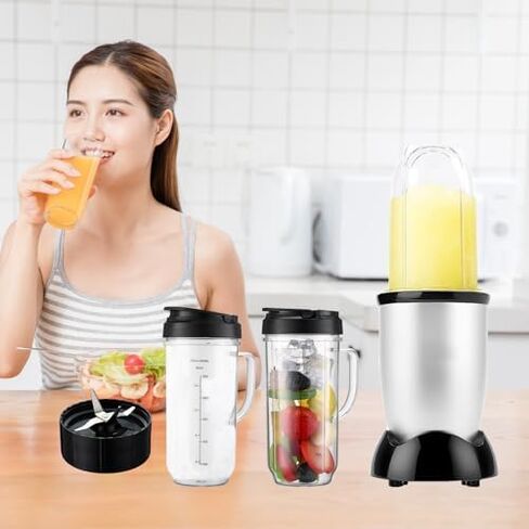 Magic Bullet Blender Cups, Tall 22oz Cup with Flip-Top To-Go Lid, Cross Blade, Blender Replacement Parts, Mug with Handle Compatible with Magic Bullet 250w MB1001 MBR-0701AK in Kuwait