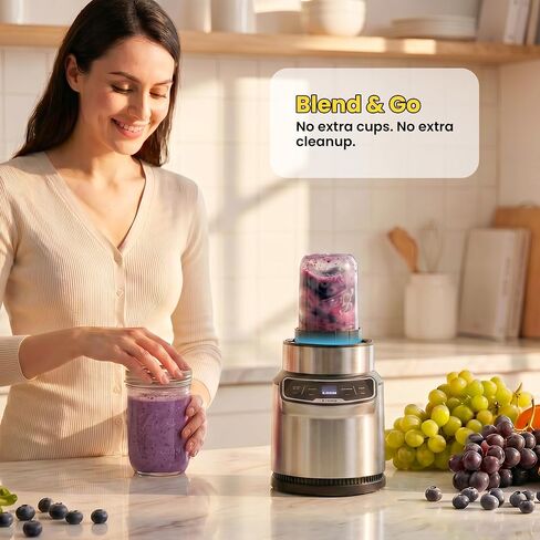 Adapter for Ninja Nutri-Pro Blender & Ball Wide-Mouth Mason Jars - Blend, Store & Go in the Same Jar - Blender Accessory for 1100W BN401 - Easy to Clean, Dishwasher Safe (Adapter Only) in Kuwait