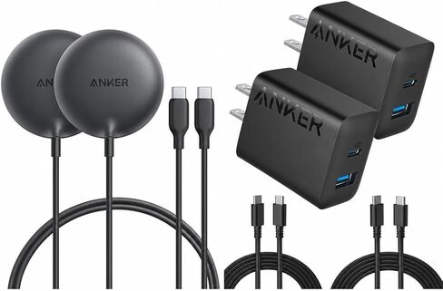 Anker Zolo Magnetic Wireless Charger, MagSafe-Compatible Wireless Charging Pad & iPhone Charger, 2-Pack 20W Fast USB C Charger Block, Type C Charger Fast Charging for iPhone 17 in Kuwait