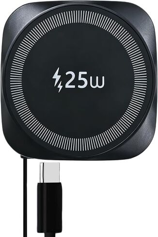 25W Magnetic Wireless Charging Pad, Slim Portable Wireless Charger with 0.8m Retractable USB-C Cable for iPhone, Samsung, Google Pixel, AirPods (Gray) in Kuwait