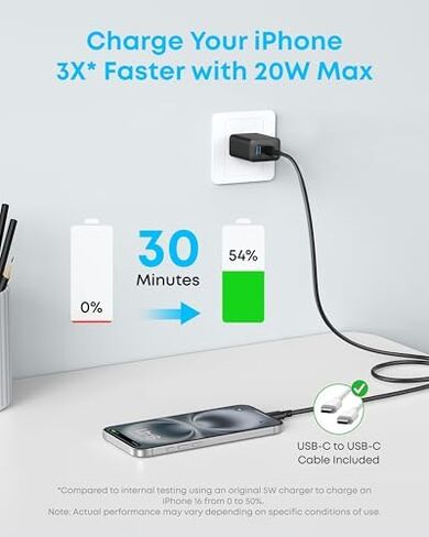 Anker Zolo Magnetic Wireless Charger, MagSafe-Compatible Wireless Charging Pad & iPhone Charger, 2-Pack 20W Fast USB C Charger Block, Type C Charger Fast Charging for iPhone 17 in Kuwait