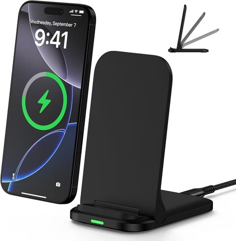 Wireless Fast Charger Stand Foldable Samsung Wireless Charger Fast Charging Station Android Phone Charger Stand for Samsung Galaxy S26 Ultra S25 Ultra S25 S24 S23 S22,iPhone 17 16e 16 Pro Max 15 14 in Kuwait