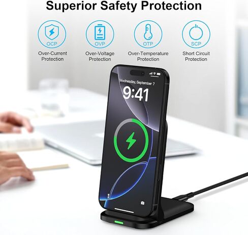 Wireless Fast Charger Stand Foldable Samsung Wireless Charger Fast Charging Station Android Phone Charger Stand for Samsung Galaxy S26 Ultra S25 Ultra S25 S24 S23 S22,iPhone 17 16e 16 Pro Max 15 14 in Kuwait