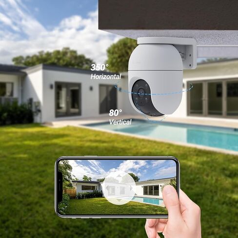 EZVIZ Outdoor WiFi Surveillance Camera, 360°, 1080P IP Security Camera, Colourful Night Vision, Person AI Detection, Auto Zoom Two-Way Audio, Siren, Alexa/Google, C8c 2MP in Kuwait