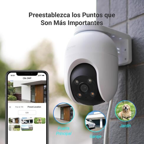 EZVIZ Outdoor WiFi Surveillance Camera, 360°, 1080P IP Security Camera, Colourful Night Vision, Person AI Detection, Auto Zoom Two-Way Audio, Siren, Alexa/Google, C8c 2MP in Kuwait