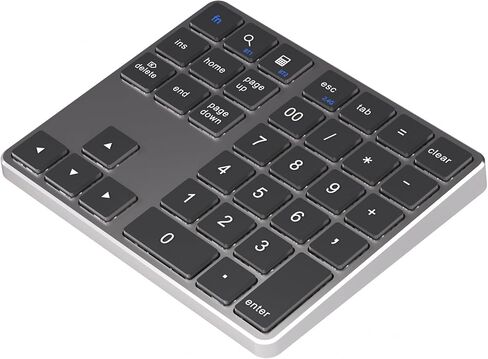 INDIVISO Wireless Bluetooth Number Pad, 35-Key Rechargeable Numeric Keypad with Arrow Keys, Slim Portable External Numpad for Laptop, Tablet, PC, MacBook, Windows, Mac OS-Grey (Grey) in Kuwait