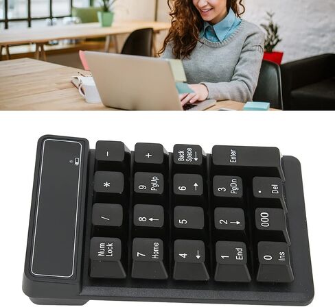 Wireless Number Pad, 19 Keys 2.4GHz Numeric Keypad Ergonomic Portable Numpad for Laptop Desktop Data Entry Office Home Use, AAA Battery Powered Black in Kuwait