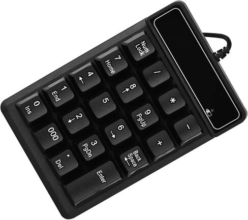 Acouto USB Wired Numeric Keypad, Durable 19 Keys Number Pad with Splashproof Design for Office, ABS Material, Black Color in Kuwait