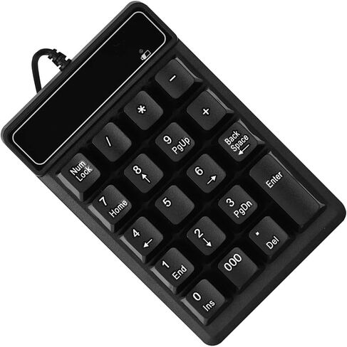 Acouto USB Wired Numeric Keypad, Durable 19 Keys Number Pad with Splashproof Design for Office, ABS Material, Black Color in Kuwait