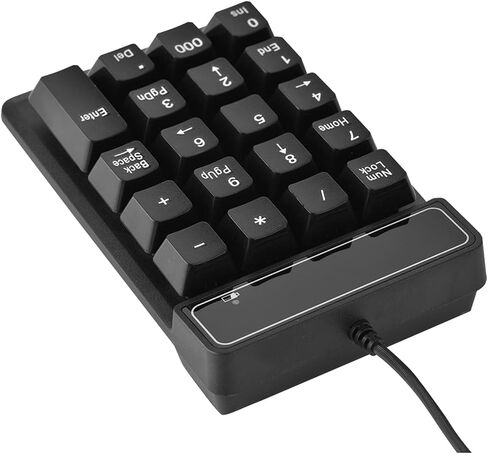 Acouto USB Wired Numeric Keypad, Durable 19 Keys Number Pad with Splashproof Design for Office, ABS Material, Black Color in Kuwait