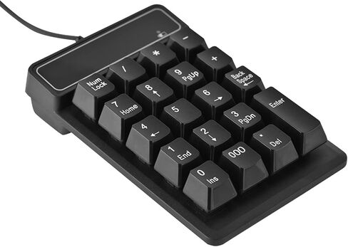 Acouto USB Wired Numeric Keypad, Durable 19 Keys Number Pad with Splashproof Design for Office, ABS Material, Black Color in Kuwait