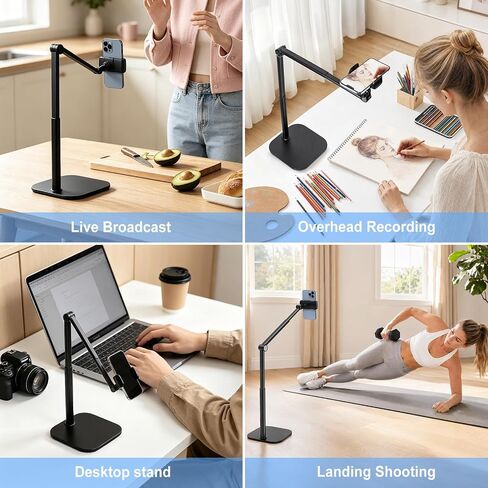 MACEVIA Overhead Phone Stand for Recording,Tabletop Cooking Tripod for Desk in Kuwait