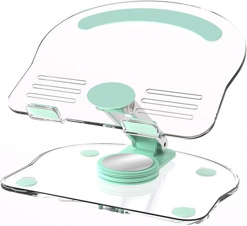 Acrylic Tablet Stand Holder with 360 Rotating Base, Foldable Adjustable Transparent Tablet Holder for Desk Home Office, Compatible with iPad Pro Air Mini and More (Pink) in Kuwait
