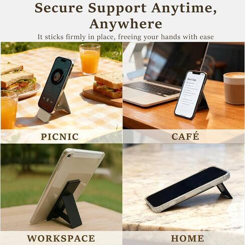 2 Pack Ultra-Slim Adhesive Foldable Phone & Tablet Stand, Two Adjustable Viewing Angles, Strong Back Adhesive, Portable & Lightweight in Kuwait