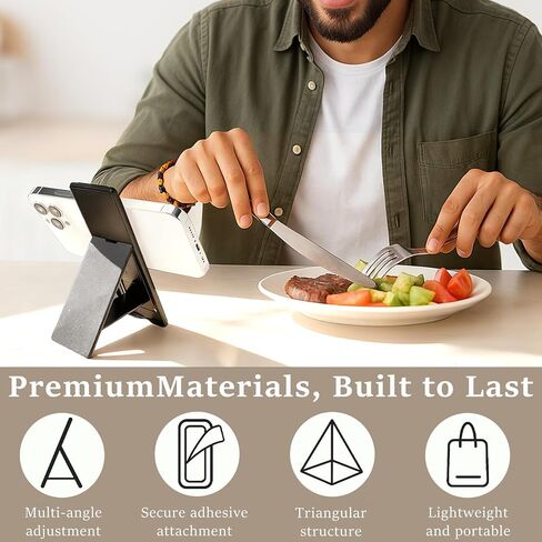2 Pack Ultra-Slim Adhesive Foldable Phone & Tablet Stand, Two Adjustable Viewing Angles, Strong Back Adhesive, Portable & Lightweight in Kuwait