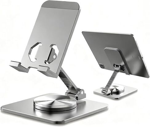 360° Rotating Phone Stand for Desk with Anti-Slip Silicone Pad, Foldable Cell Phone Stand for iPhone Samsung Google Pixel LG, Compatible with 4-12.9" Smartphones & Tablets with Travel Carrying Pouch in Kuwait