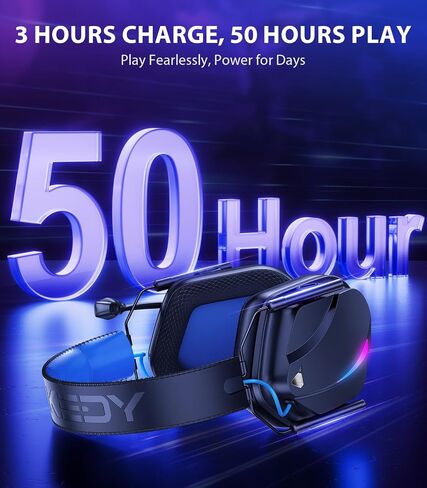 Vakedy Wireless Gaming Headset for PS5, PS4, PC, 2.4GHz Low-Latency & Bluetooth 5.4 Gaming Headphone with Noise Canceling Mic, 50mm Drivers, 50H Battery Wireless Headset for Switch, Mobile, Mac in Kuwait