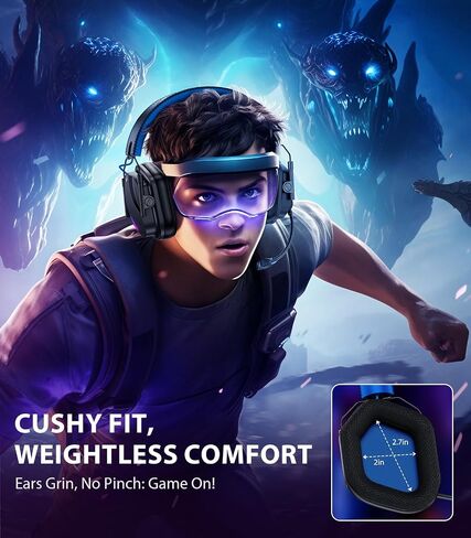 Vakedy Wireless Gaming Headset for PS5, PS4, PC, 2.4GHz Low-Latency & Bluetooth 5.4 Gaming Headphone with Noise Canceling Mic, 50mm Drivers, 50H Battery Wireless Headset for Switch, Mobile, Mac in Kuwait