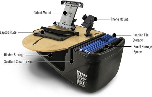 AutoExec Roadmaster Car Desk and Portable Workstation with Phone Mount, Tablet Mount and Phone Vent Clip, Natural in Kuwait