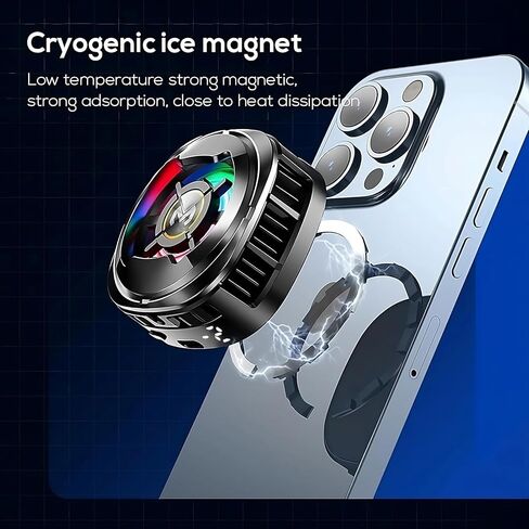Magnetic Gaming Phone Cooler Cryo Cooling Turbo RGB Portable Radiator Fan with Clip, Built-in Strong Magnet, for iPhone & Android, Ideal for Gaming, Vlogging, and Live Streaming – MagSafe Compatible in Kuwait
