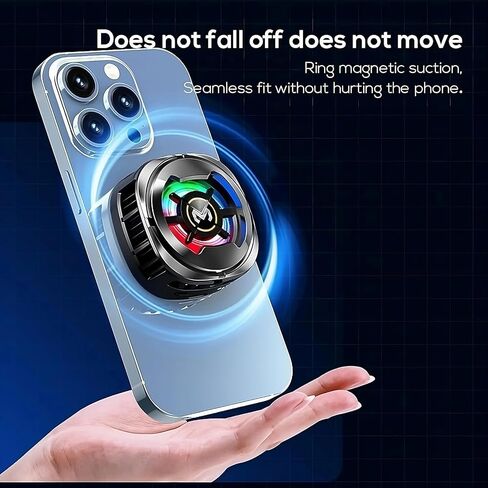 Magnetic Gaming Phone Cooler Cryo Cooling Turbo RGB Portable Radiator Fan with Clip, Built-in Strong Magnet, for iPhone & Android, Ideal for Gaming, Vlogging, and Live Streaming – MagSafe Compatible in Kuwait