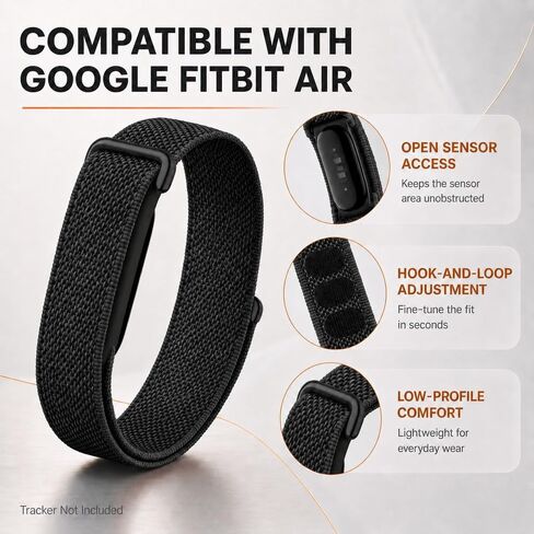 Nylon Band Compatible with Google Fitbit Air, Soft Breathable Woven Sport Strap with Hook-and-Loop Closure, Micro-Adjustable Lightweight Replacement Wristband for Women and Men in Kuwait