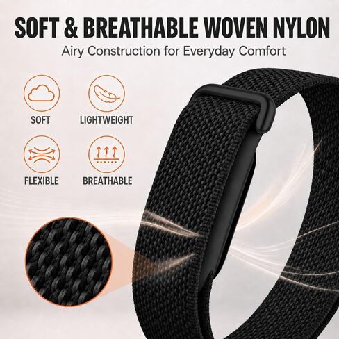 Nylon Band Compatible with Google Fitbit Air, Soft Breathable Woven Sport Strap with Hook-and-Loop Closure, Micro-Adjustable Lightweight Replacement Wristband for Women and Men in Kuwait