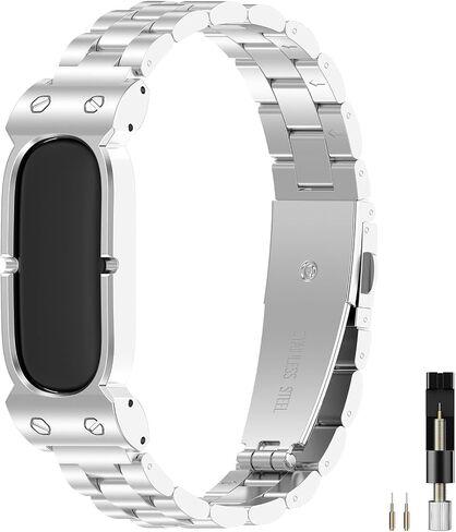 Miimall Metal Band for Google Fitbit Air Band, Rugged Stainless Steel Replacement Strap Elegant Luxury Business Classy Adjustable Wristband Bracelet for Fitbit Air for Men Women in Kuwait