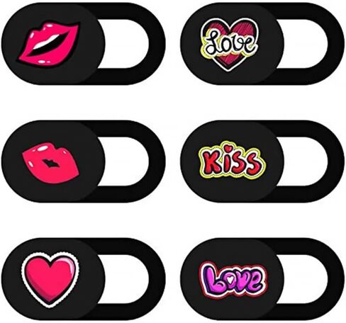 6pcs Cute Heart Lip Pattern Abs Camera Privacy Slide Cover in Kuwait