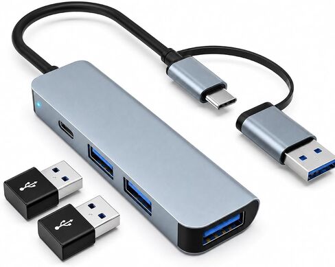 4-Port USB Hub with USB-C, 5Gbps USB 3.0 Aluminum Data Hub for Laptop in Kuwait