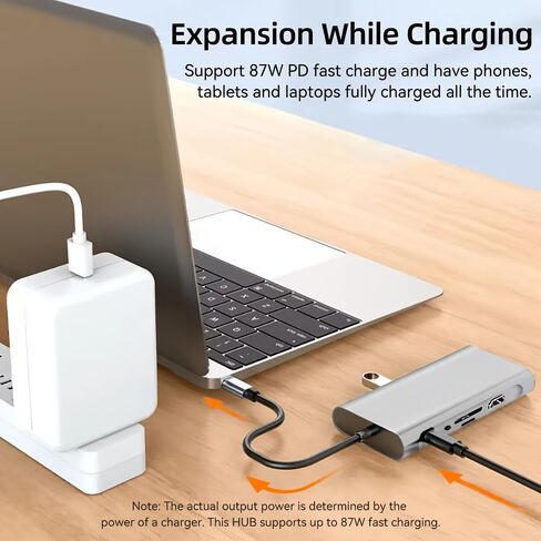 11 in 1 USB C Hub, USB Type C Docking Station with Dual HDMI VGA Gigabit Ethernet, USB 3.0 Multiport Adapter for Laptop MacBook in Kuwait