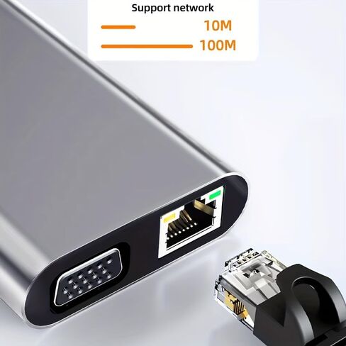 11 in 1 USB C Hub, USB Type C Docking Station with Dual HDMI VGA Gigabit Ethernet, USB 3.0 Multiport Adapter for Laptop MacBook in Kuwait