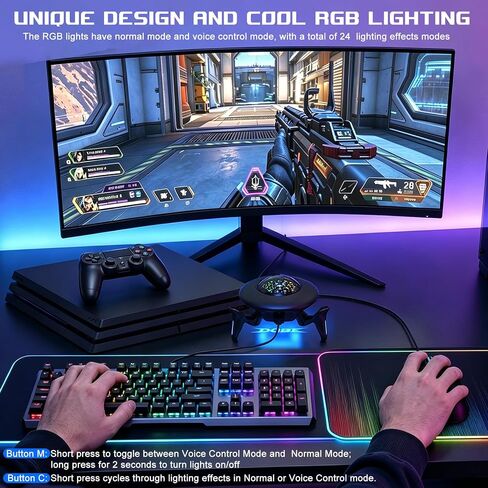 Keyboard and Mouse Adapter for Nintendo Switch/Switch 2/Xbox Series/Xbox One/PS4/PS3, Gaming Console Converter with RGB Lights, Supports Custom Keys, Sensitivity Settings, Play FPS, TPS, RPG, RTS Game in Kuwait