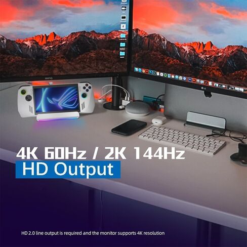 Stand Dock for Steamdeck/ROG Ally/Legion Go, 6-in-1 Steamdeck Dock with 4K@60Hz HDTV, Gigabit Ethernet, 3 USB-A 3.0 & 100W USB-C Charging Ports White in Kuwait