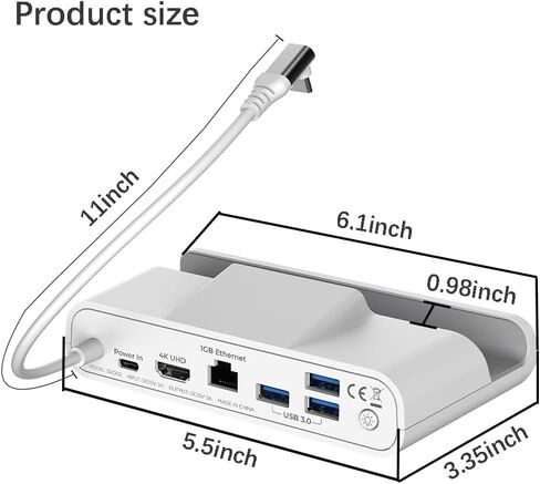 Stand Dock for Steamdeck/ROG Ally/Legion Go, 6-in-1 Steamdeck Dock with 4K@60Hz HDTV, Gigabit Ethernet, 3 USB-A 3.0 & 100W USB-C Charging Ports White in Kuwait