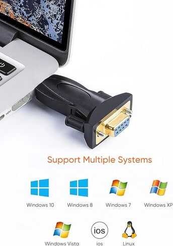 CableCreation USB to RS232 Adapter with FTDI Chipset, USB 2.0 Male to RS232 Female DB9 Serial Converter for Cashier Register, Modem, Scanner, Industriual Machinery, CNC and Above,Black in Kuwait