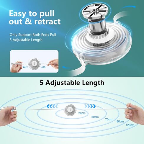 USB C Retractable Multi 5-in-1 USB A/Type C to Lightning/USB C/Micro iPhone Charger Cable,100W Multiple Apple Charging Cord iPhone 15 14 13 12 Pro Max Xs Xr X 8 7Plus SE/Samsung/iPad Pro-White in Kuwait
