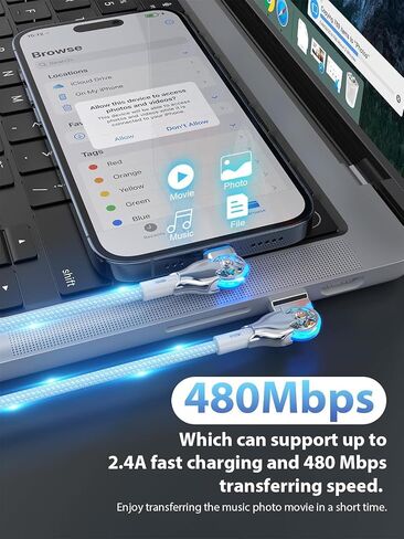 Bidirectional 90 Degree iPhone Charging Cable, 6FT Left&Right Angle Lightning Cable,High Speed Data Sync iPhone Lightning Charger Cable for iPhone 14/13/12/11/Pro/Max/XS/MAX/XR/XS/X/8/7/Plus/6S in Kuwait