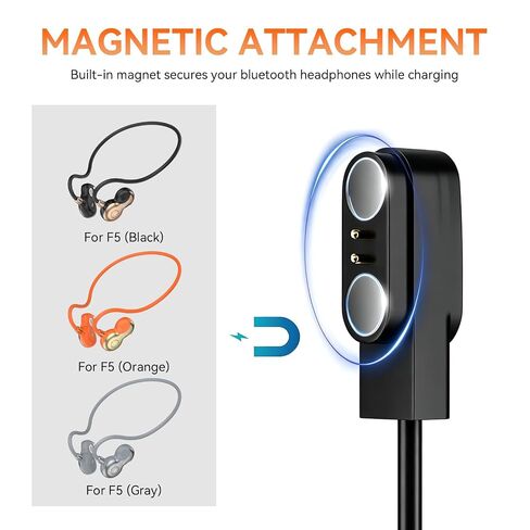 OHAYO 2 Pack Magnetic Charging Cable, F5 Open Ear Headphones Wireless Bluetooth Air Conduction Headphones Dedicated Charging Cable in Kuwait
