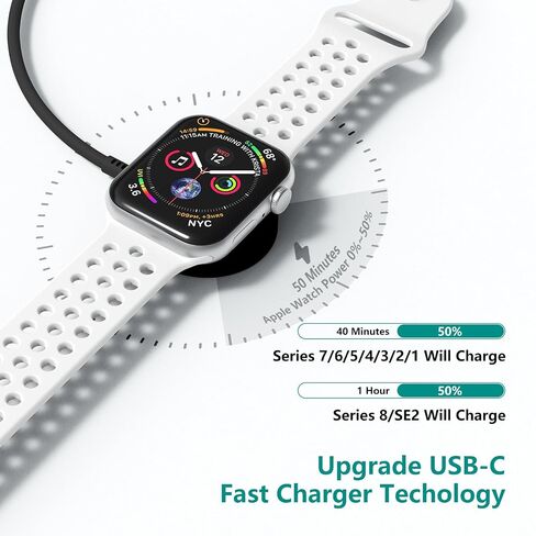 2Pack for Apple Watch Charger Cable, Magnetic Fast Charger to USB-C Cable 3FT, Wireless Fast iWatch Charger Portable Compatible with iWatch Ultra/Series 9/8/7/6/SE/SE2/5/4/3/2/1-Black in Kuwait