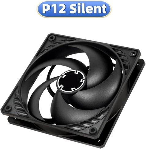 P12 Silent Black 120mm Case Fan, Pressure-optimised, Very Quiet Motor, Speed: 1050 RPM in Kuwait