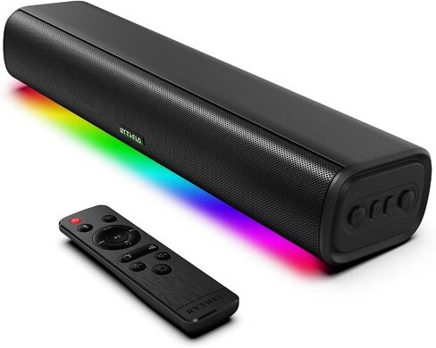 Rythflo Sound Bar for Smart TV, 16'/60W Soundbar with Impactful Bass, Dynamic Light and Remote Control, Wall Mountable TV Speakers with Bluetooth/Optical/3.5MM AUX for Gaming/PC/Projector in Kuwait