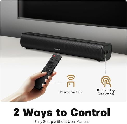 Rythflo Sound Bar for Smart TV, 16'/60W Soundbar with Impactful Bass, Dynamic Light and Remote Control, Wall Mountable TV Speakers with Bluetooth/Optical/3.5MM AUX for Gaming/PC/Projector in Kuwait